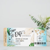 日程を保存 航空券 世界地図 ビーチ Invita 招待状 (スタンド正面)