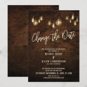 日程を変更 エジソンライトの延期結婚式 招待状 (正面/裏面)