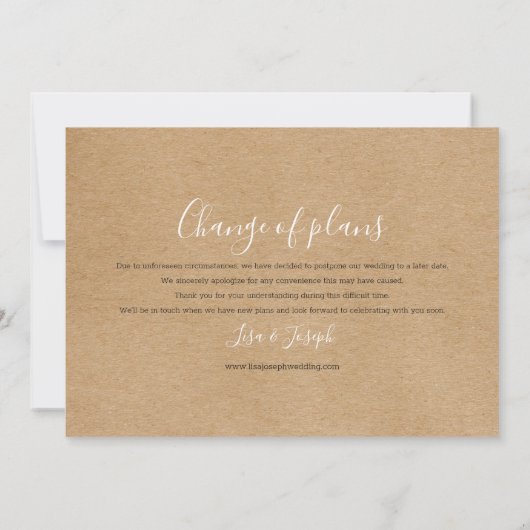 日程変更のお知らせ延期キャンセルラスティックボーホー セーブザデート (裏面)