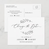 日程変更のお知らせ シンプル 手描きの葉 ポストカード (正面/裏面)