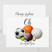 日程変更のお知らせ 延期 キャンセル イベント 楽しい 招待状 (正面/裏面)