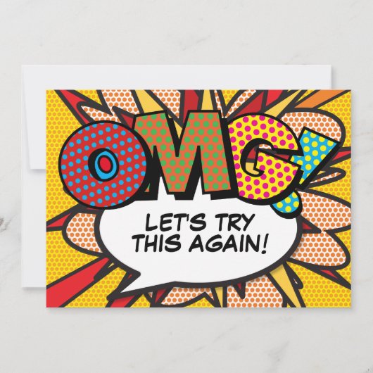 日程変更のお知らせ 新しい計画 コミックブックスタイルの楽しいお知らせ セーブザデート (正面)