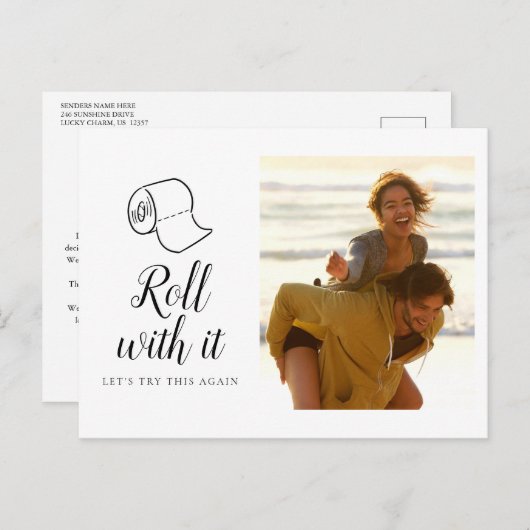 日程変更のお詫びと新日程のご案内（写真付き） キャンセルされたイベントの写真 ポストカード (正面/裏面)