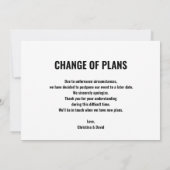 日程変更のお詫び ユニークなイベント中止 招待状 (裏面)
