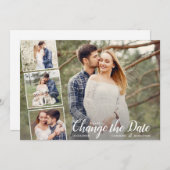 日程変更延期結婚写真コラージュ (正面/裏面)