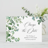 日程変更延期 ユーカリ 水彩 招待状 (スタンド正面)