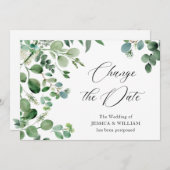 日程変更延期 ユーカリ 水彩 招待状 (正面/裏面)