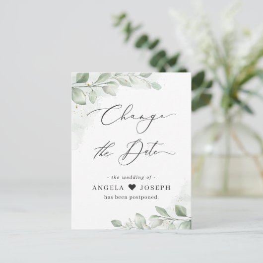 日程変更計画 ユーカリ グリーン 多肉植物 ポストカード (スタンド正面)