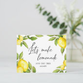 日程変更 イベント中止 レモン 緑の葉 ポストカード (スタンド正面)