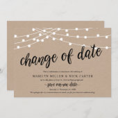 日程変更, ストリングライト, お知らせカード 招待状 (正面/裏面)