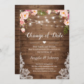 日程変更 ナチュラル フラワー ラッセル ストリング ライト 招待状 (正面/裏面)