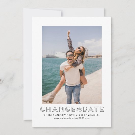 日程変更 フォトカード 招待状 (正面)