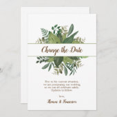 日程変更 ラスティックリーフ 延期されたウェディング 招待状 (正面/裏面)