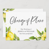 日程変更 レモン 緑の延期 招待状 (正面/裏面)