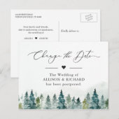 日程変更 冬の森の松の木延期しました ポストカード (正面/裏面)