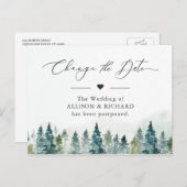 日程変更 冬の森の松の木延期のお知らせ ポストカード (正面/裏面)