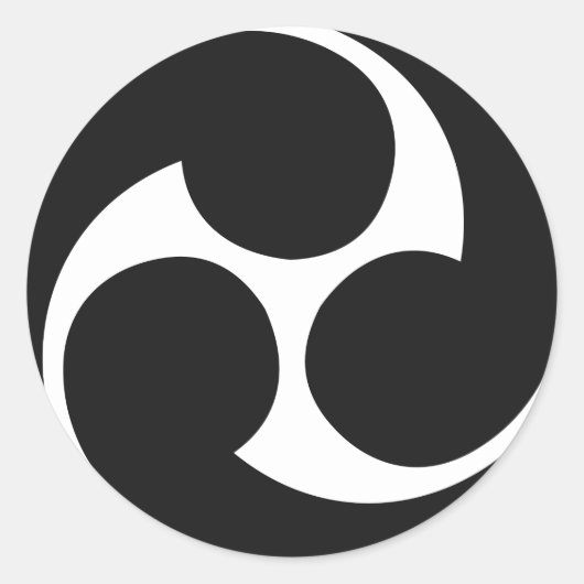 日立三つ巴左三つ巴太鼓ステッカー ラウンドシール (正面)