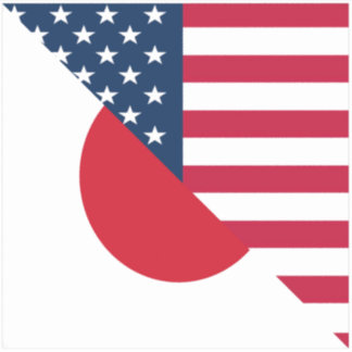 日米国旗 |半日本の米国国旗 シール