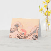 日素晴らし出時の神奈川の波 カード (黄色い花)