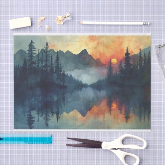 日素晴らし没の水の色絵を描の 薄葉紙 (クラフト)