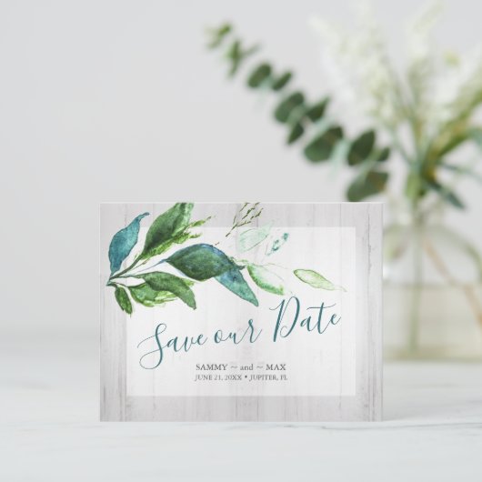 日素朴付の水の色を保存する木材と葉 セーブザデート (スタンド正面)