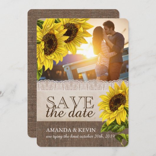 日素朴付を保存したひまわり結婚式 セーブザデート (正面/裏面)