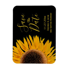 日素朴付を保存した黄色の黒のひまわり マグネット