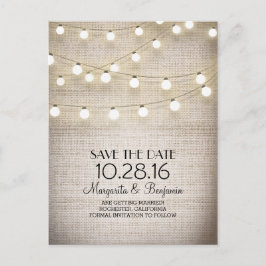 日素朴付を保存するバーラップとストリングライト 案内ポストカード