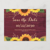 日素朴付を保存するマルーンの木ひまわり結婚式 案内ポストカード (正面)