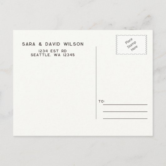 日素朴付を保存する松のコーン結婚式 案内ポストカード (裏面)