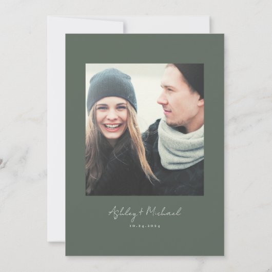 日素朴付を保存する緑の結婚式 セーブザデート (裏面)