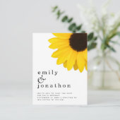 日素朴付を保存する黄色のひまわり結婚式 案内ポストカード (スタンド正面)
