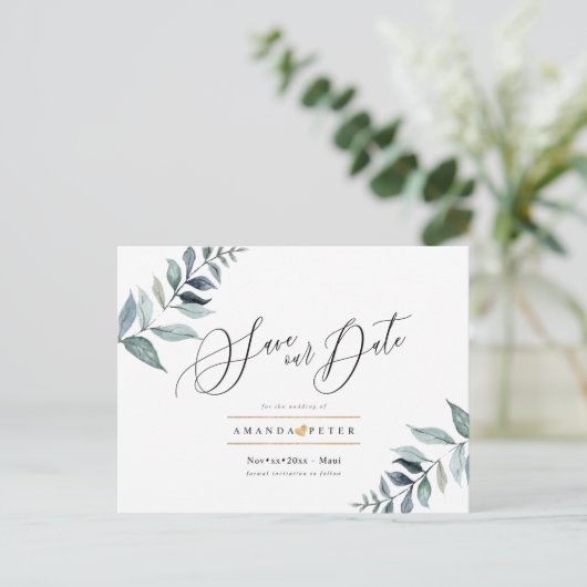 日素朴付を残す埃っぽい青い葉 ポストカード (スタンド正面)