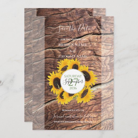 日素朴付を除いたひまわり結婚式 セーブザデート (正面/裏面)