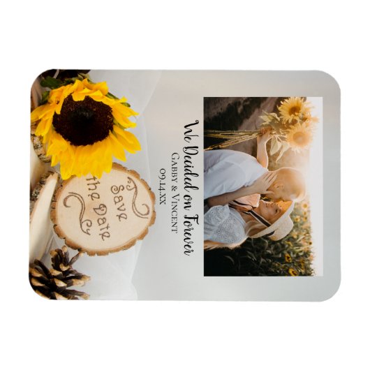 日素朴付を除くヒマワリの森の結婚式 マグネット (横)