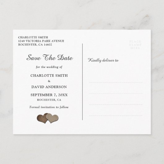 日素朴付を除く木のひまわり結婚式 案内ポストカード (裏面)