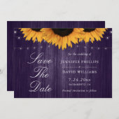 日素朴付カードを保存する紫のひまわり セーブザデート (正面/裏面)