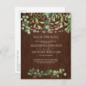 日素朴結婚付け延期ユーカリ木材 案内ポストカード (正面/裏面)