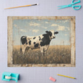 日素朴絵を描照の草原の牛の肉 薄葉紙 (クラフト)