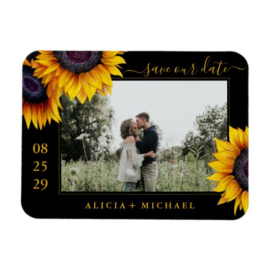 日素朴花の写真結婚式 マグネット (横)