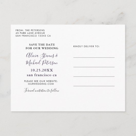 日素朴花の写真結婚式 案内ポストカード (裏面)