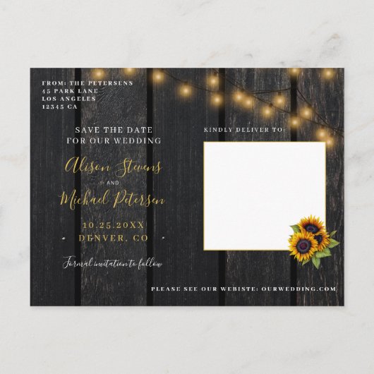 日素朴花の納骨木を除く結婚ひまわり 案内ポストカード (裏面)