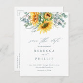 日素朴花ユーカリ結婚式の日付を保存 案内ポストカード (正面/裏面)