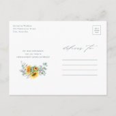日素朴花ユーカリ結婚式の日付を保存 案内ポストカード (裏面)
