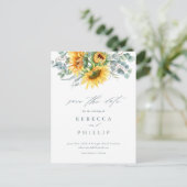 日素朴花ユーカリ結婚式の日付を保存 案内ポストカード (スタンド正面)