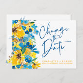 日素朴花結婚の日付の変更 案内ポストカード (正面/裏面)