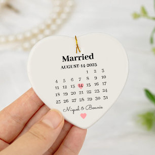 日結婚した付パーソナライズされた式 セラミックオーナメント