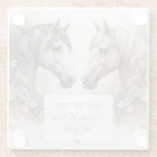日結婚付エレガントコースターを保存する馬 ガラスコースター (裏面)