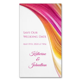 日結婚付救日モダン – ピンク・オレンジ・イエロー –  マグネット名刺