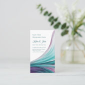 日結婚救付のモダン紫とティール（緑がかった色） 名刺 (スタンド正面)